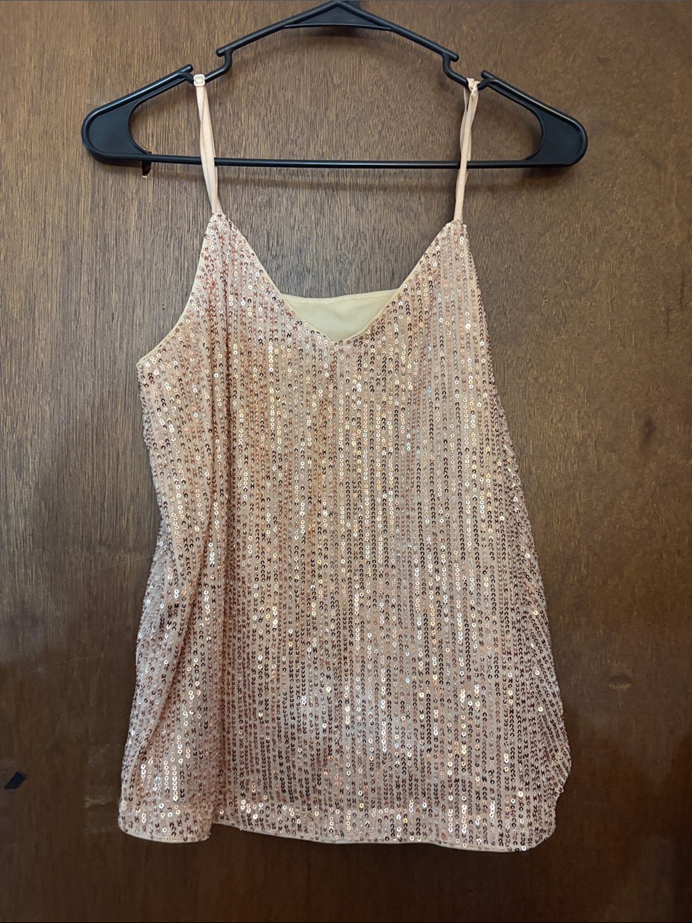 Women's Sequin Camisole in Blush Pink with V-Neck